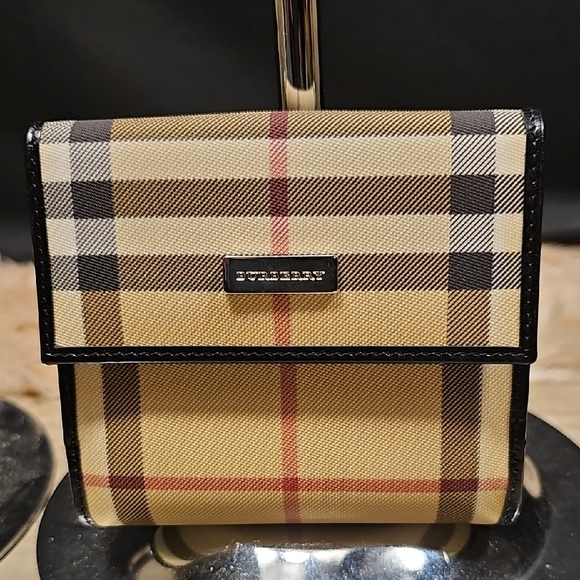 Burberry Handbags - Burberry Classic Nova Check Small Wallet in Beige with Black Trim